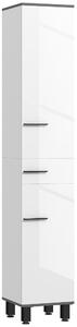 Mobile a Colonna da Bagno con 2 Armadietti e Cassetto 34x32x190 cm Bianco