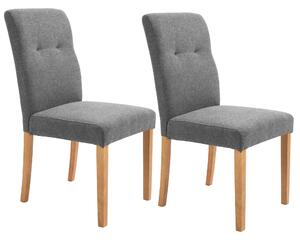 Set 2 Sedie da Pranzo Imbottite con Schienale Alto 50x62x96 cm Grigio Scuro