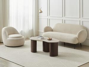 Tavolino in MDF Effetto travertino Beige e Naturale scuro - ALOZYA
