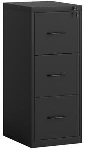 Cassettiera da Ufficio Schedario Portadocumenti a 3 Cassetti 36,5x46,2x99 cm in Acciaio Nero