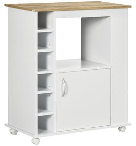 Carrello da Cucina con Armadietto e Ripiani Regolabili 75x39,5x88 cm Bianco