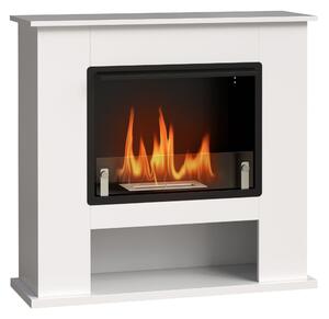 Camino a Bioetanolo da Pavimento da 0.9L con Ripiano Inferiore 86x30x82 cm Bianco