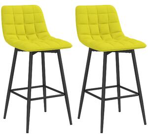 Set 2 Sgabelli da Cucina Stile Nordico 45x47x84 cm in Tessuto Effetto Velluto Giallo
