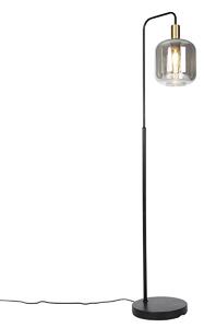 Lampada da terra di design nera con vetro oro e fumé - Zuzanna