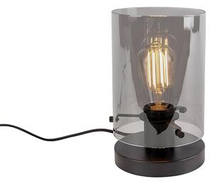 Lampada da tavolo di design nera con vetro fumé - Dome