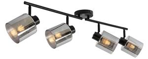 Faretto da soffitto nero con vetro fumé 4 luci orientabili - Laura