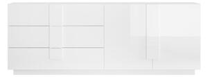 Madia Design Moderno 2 Ante 3 Cassetti Jupiter 241x44x90 cm Bianco laccato lucido