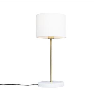 Lampada da tavolo ottone paralume bianco 20 cm - KASO