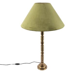 Lampada da tavolo Art Déco paralume velluto verde 50 cm - TORRE