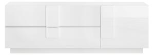 Mobile TV Moderno 1 Anta 2 Cassetti Jupiter 182x44x63 cm Bianco laccato lucido