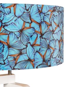 Lampada da terra legno bianco paralume velluto farfalle 50 cm - PUROS