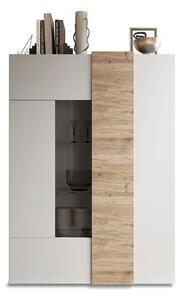 Vetrina Mobile Soggiorno Alto 2 Ante Senza Luci Venus 121x44x169 cm Bianco Lucido E Cadiz