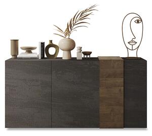 Madia Design Moderno 3 Ante Venus 181x44x84 cm Titanio E Noce Mercure