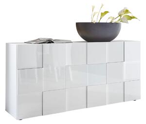 Madia Moderna 3 Ante Design a Scacchi Modello Dama 181x42x84 cm Bianco Lucido