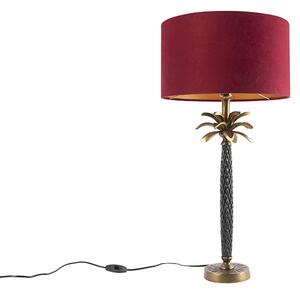 Lampada da tavolo bronzo paralume rosso velluto 35 cm - AREKA