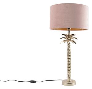 Lampada da tavolo oro paralume rosa velluto 35 cm - AREKA