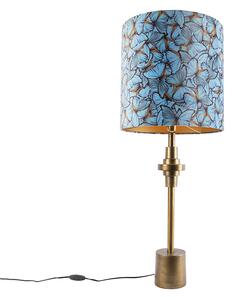 Lampada da tavolo bronzo paralume velluto farfalla 40 cm - DIVERSO