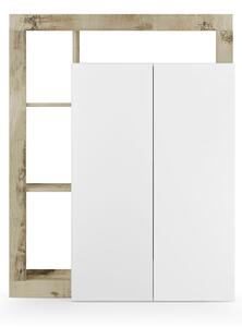 Mobile Multiuso 2 Ante con 5 Ripiani 109x30x138,5 cm Hamburg Bianco Lucido e Pero