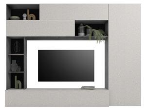 Parete Attrezzata Design Contemporaneo 277x40x210 cm Pratiko Ghisa e Pietra