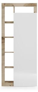 Armadio Guardaroba Ingresso con Ripiani a giorno e Specchio 90,5x30x210 cm Hamburg Bianco Lucido e Pero