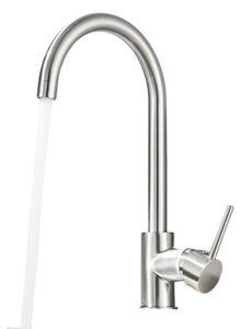 KLARWERK® JULIE | Miscelatore da cucina in acciaio inossidabile a bassa pressione, finitura argento spazzolato | Rubinetto per uso professionale, adatto per scaldabagni, con 3 attacchi | Miscelatore per cucina