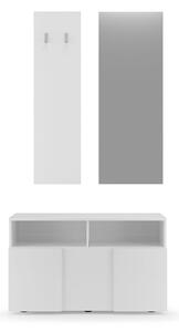 Set Ingresso Mobile 1 Anta a Ribalta Appendiabiti 91x36x165 cm e Specchio 50x110 cm Modello Dama Bianco Lucido