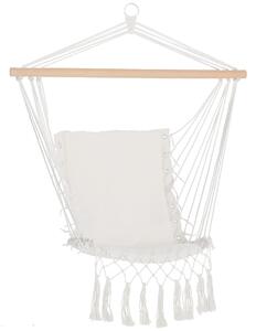 Sedia Sospesa a Dondolo 90x50 cm da Interno ed Esterno in Tessuto con Nappe Crema