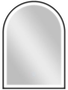HOMCOM Specchio ad arco da bagno con illuminazione, antiappannamento e 3 colorazioni luce, 50x4x70cm, Nero | Aosom Italy