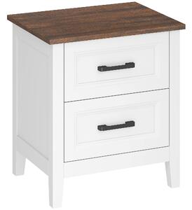 HOMCOM Comodino con 2 Cassetti per Soggiorno e Camera da Letto, Stile Rustico, 45x30x50 cm, Bianco | Aosom Italy