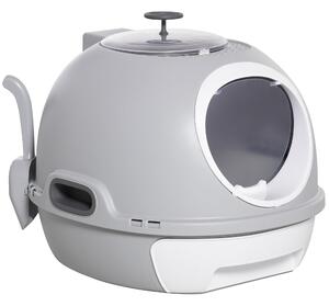 Lettiera per Gatti Chiusa con Vassoio Estraibile 47x55x44 cm 2 Ingressi e Paletta Grigio