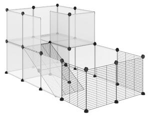 Recinto per Animali Modulabile 140x70x70 cm con Pannelli 35x35 cm in Acciaio e PP Nero
