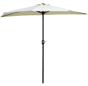 Ombrellone da Terrazza 260x135 cm a Mezzaluna con Apertura a Manovella Beige