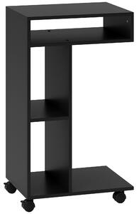 HOMCOM Tavolino servitore a C con 4 ruote e 3 scomparti, Carrello laterale, 40x30x69 cm, Nero | Aosom Italy