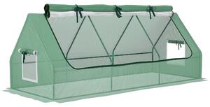 Serra Piccola 240x90x90 cm con 2 Finestrelle Laterali e Finestra Centrale in Acciaio PE e PP Verde
