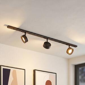 Sistema di binari Lindby Linaro, Ø 9,5 cm, a 3 luci, LED, nero Linaro, Nero, Studio / Ufficio, Alluminio, Moderno