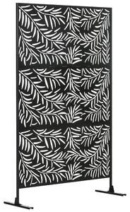 Paravento Separè da Esterno 122x45x198 cm con Motivi a Salice e 2 Piedini in Acciaio Nero