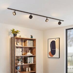 Sistema di binari Lindby Linaro, Ø 9,5 cm, a 4 luci, LED, nero Linaro, Nero, Studio / Ufficio, Alluminio, Moderno