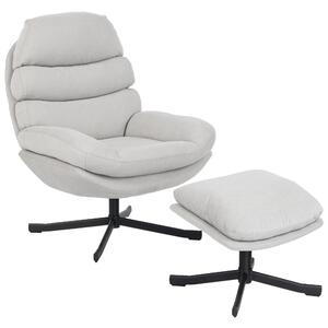 HOMCOM Poltrona Moderna relax con ottomana in tessuto ciniglia, 78x93x100 cm, bianco crema | Aosom Italy