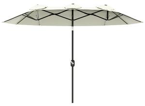 Ombrellone da Giardino 295x152x222 cm Copertura Doppia Inclinabile con Apertura a Manovella Beige