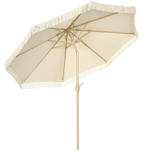 Ombrellone da Giardino 260x240 cm a Manovella Inclinabile in Poliestere e Metallo Crema
