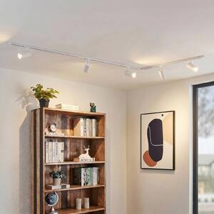 Sistema di binari Lindby Linaro, Ø 7 cm, a 5 luci, LED, bianco, CCT Linaro Lindby, dimmerabile, Bianco / Opale, Studio / Ufficio, Alluminio, Moderno