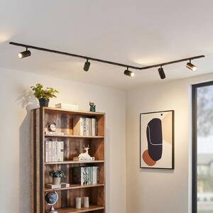 Sistema di binari Lindby Linaro Ø7 cm, a 5 luci, LED, nero, CCT Lindby, dimmerabile, Nero, Studio / Ufficio, Alluminio, Moderno