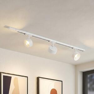 Sistema di binari Lindby Linaro, Ø 9,5 cm, a 3 luci, LED, bianco Linaro, Bianco / Opale, Studio / Ufficio, Alluminio, Moderno