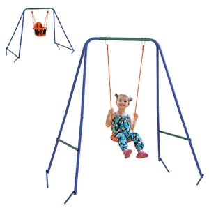 Altalena da Giardino 2 in 1 per Neonati e Bambini da 6 Mesi a 8 Anni Arancione e Blu