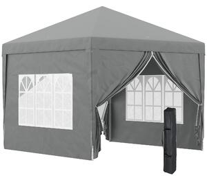 Gazebo da Giardino 3x3 m Pieghevole con 4 Pannelli Laterali in Acciaio e Tessuto Oxford Grigio Chiaro