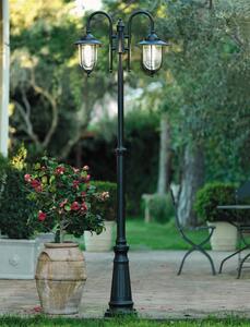 Lampione da giardino Porto H220 cm, E27 in alluminio, ruggine 2x IP43