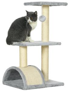 Albero Tiragraffi per Gatti a 3 Livelli 40x35x72 cm con Tiragraffi Grigio Chiaro