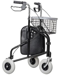 Deambulatore per Anziani e Disabili ad Altezza Regolabile 60x62x84-100,5 cm con Cestino e Vassoio Nero