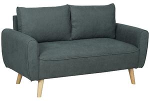 Divano 2 Posti 145x75x78 cm con Cuscini per Schienale in Tessuto Effetto Lino Grigio