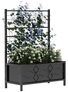 Fioriera Rettangolare con Traliccio per Piante Rampicanti 90x40x120 cm in Acciaio Zincato Nero